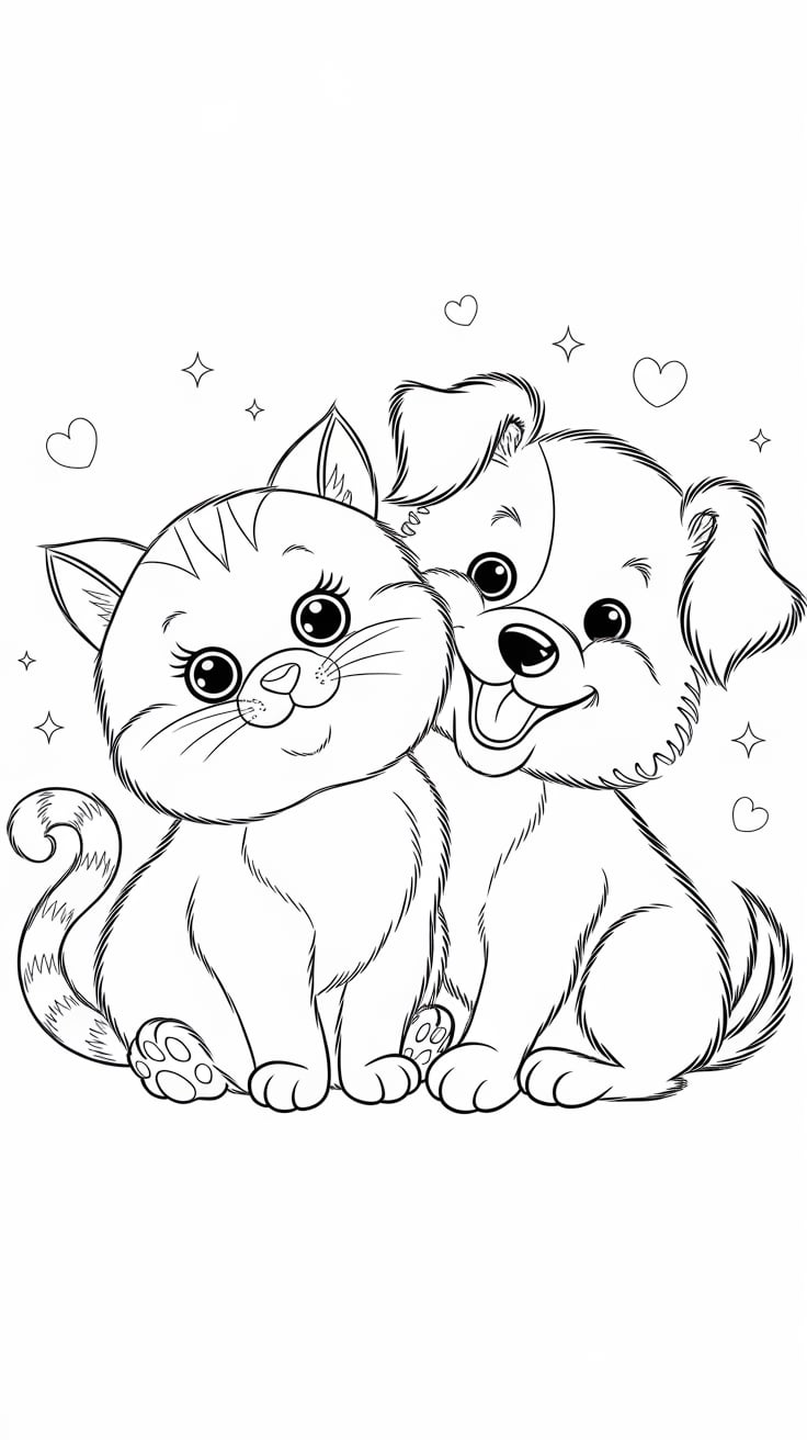 dog and cat coloring pages