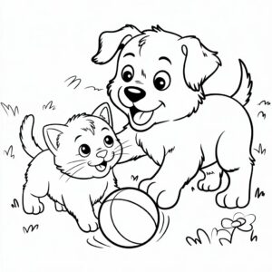 dog and cat coloring pages