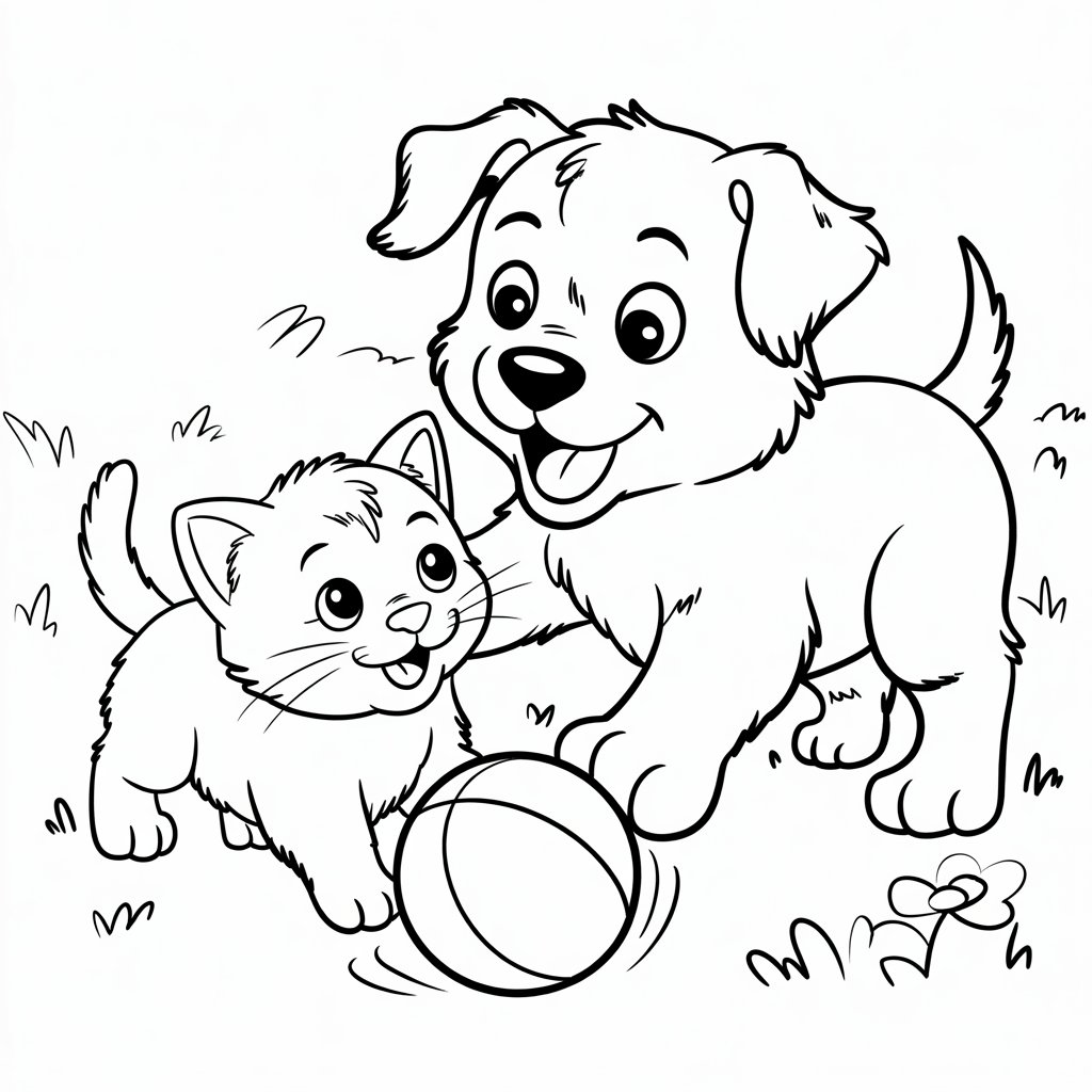 dog and cat coloring pages