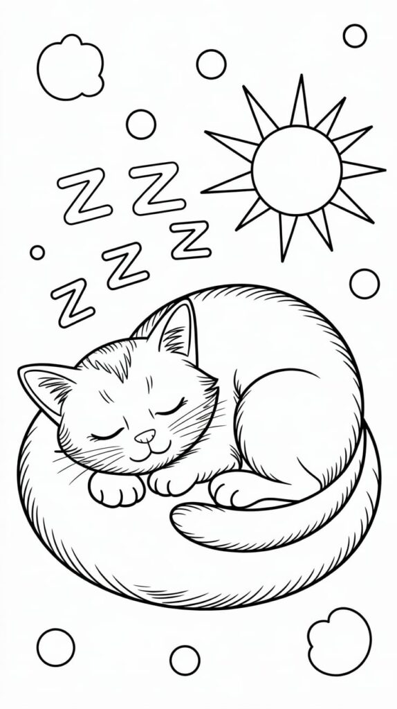 cat nap coloring page