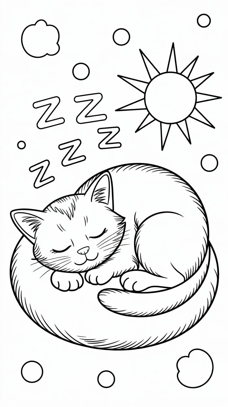 cat nap coloring page