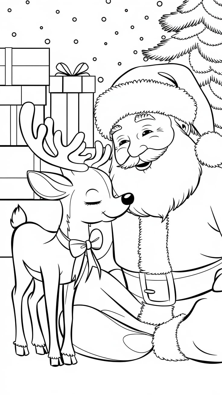 santa claus reindeer coloring pages