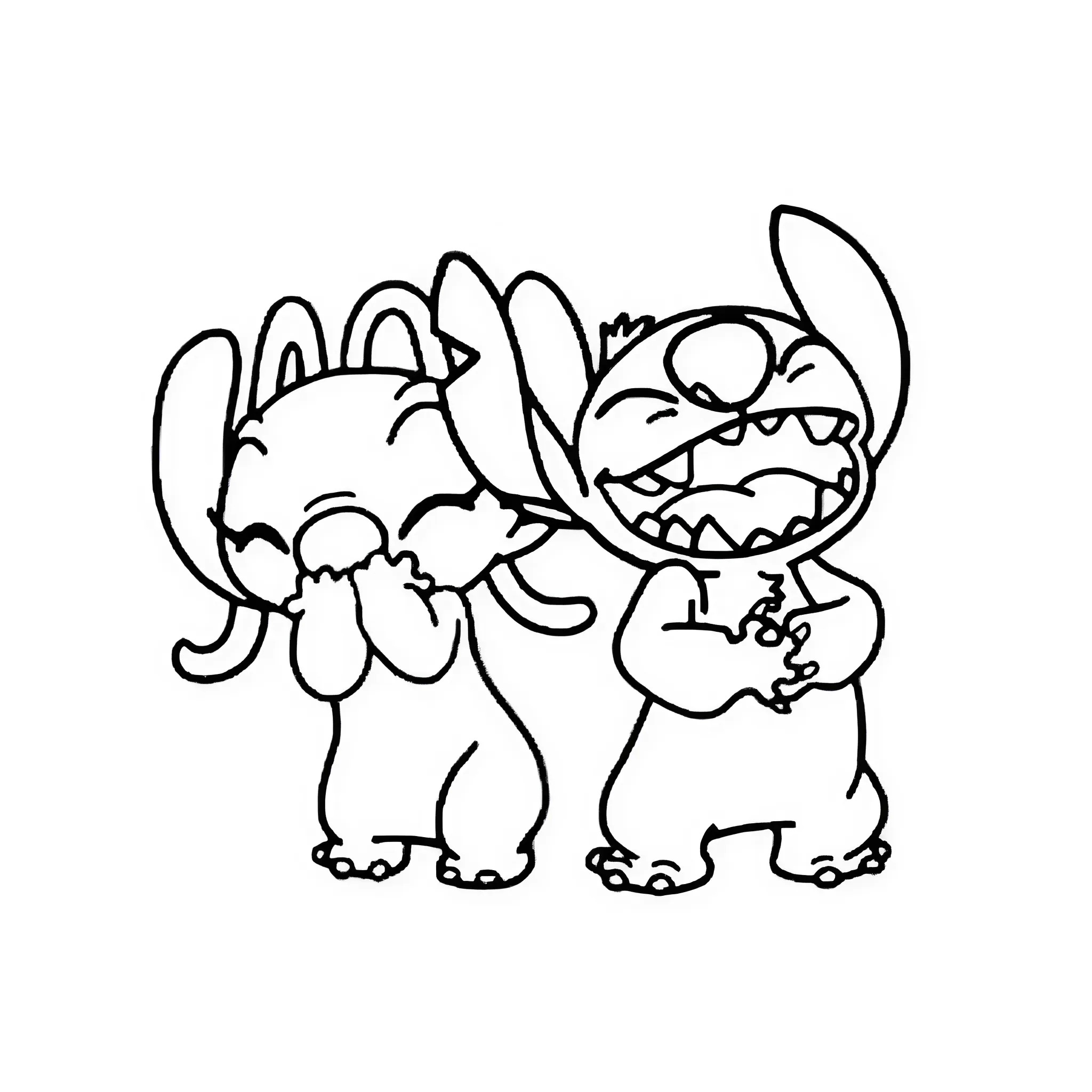 disney stitch and angel coloring pages