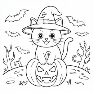 halloween cat coloring pages