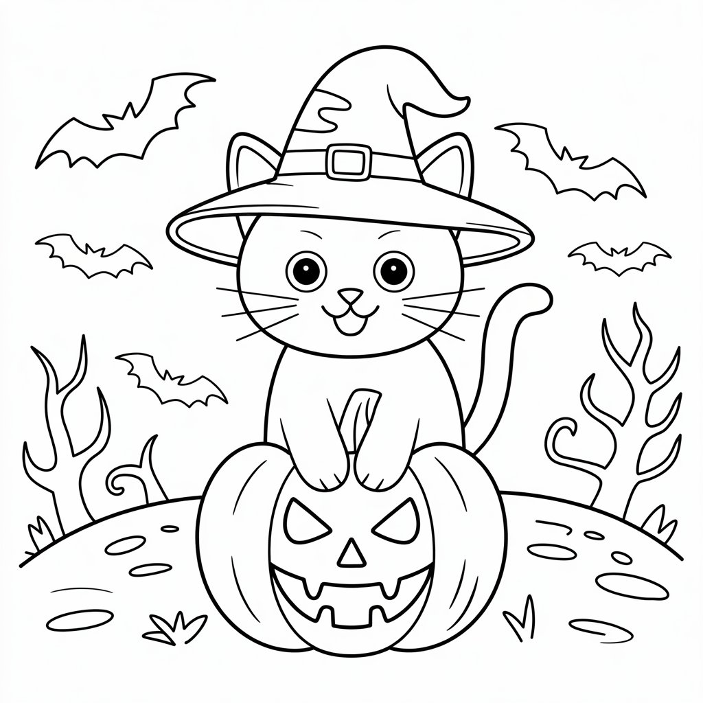 halloween cat coloring pages