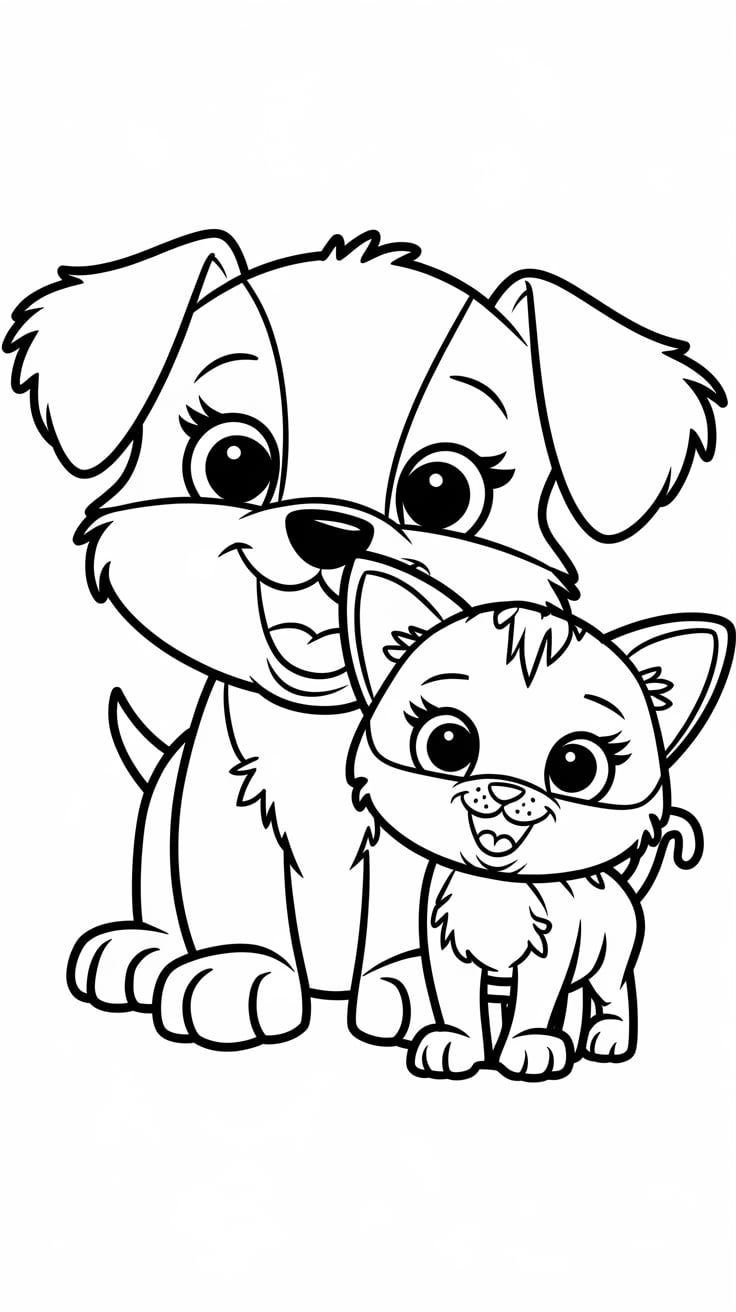 cat and dog coloring pages