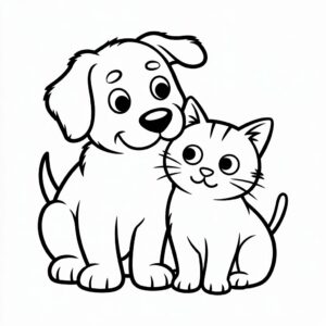 dog cat coloring pages