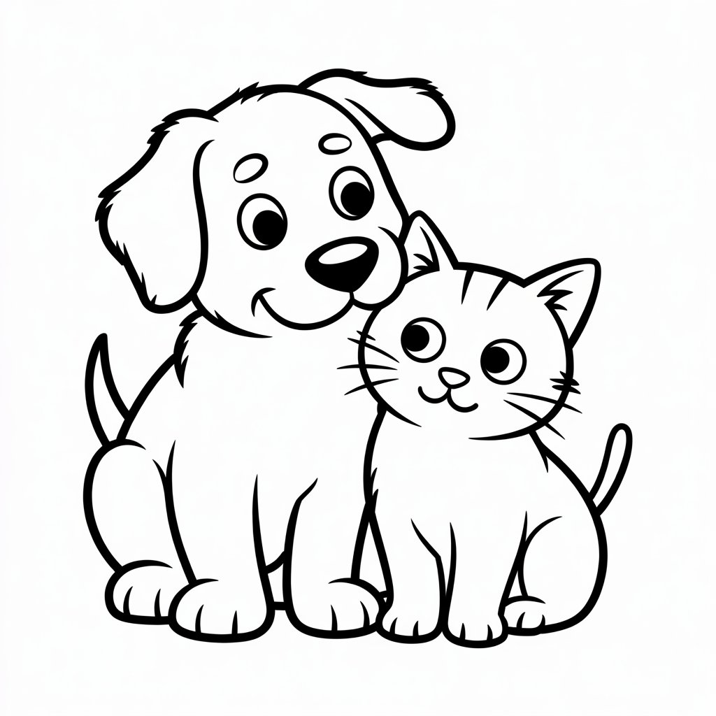 dog cat coloring pages