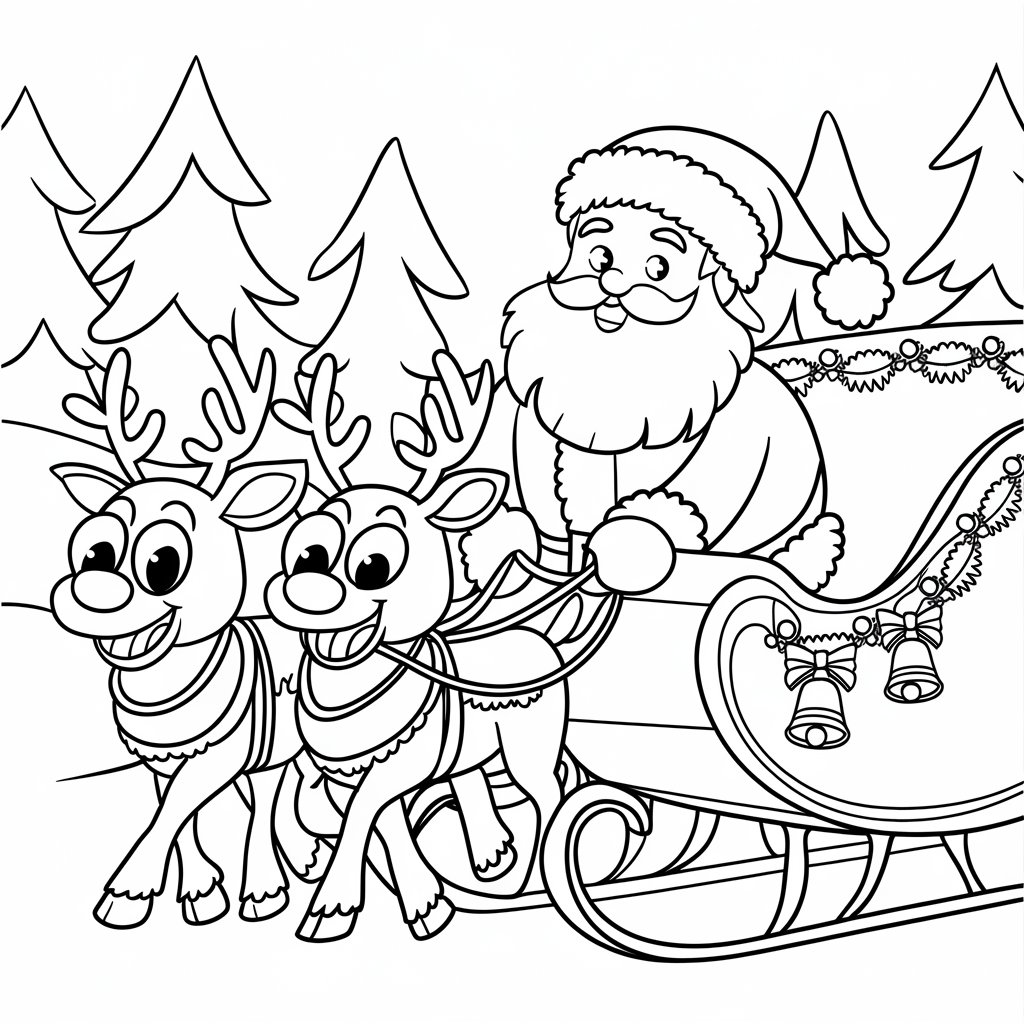 santa reindeer coloring page