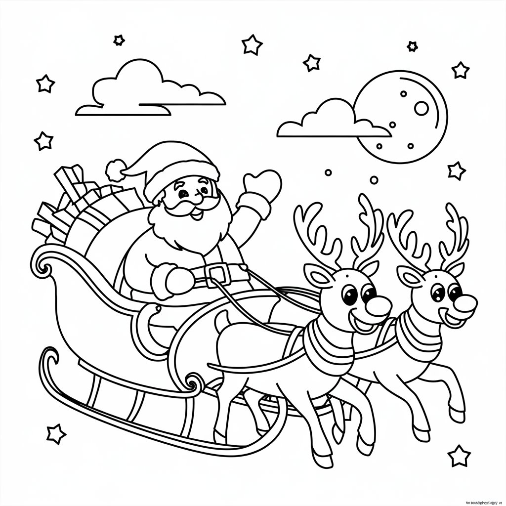 santa claus and reindeer coloring pages