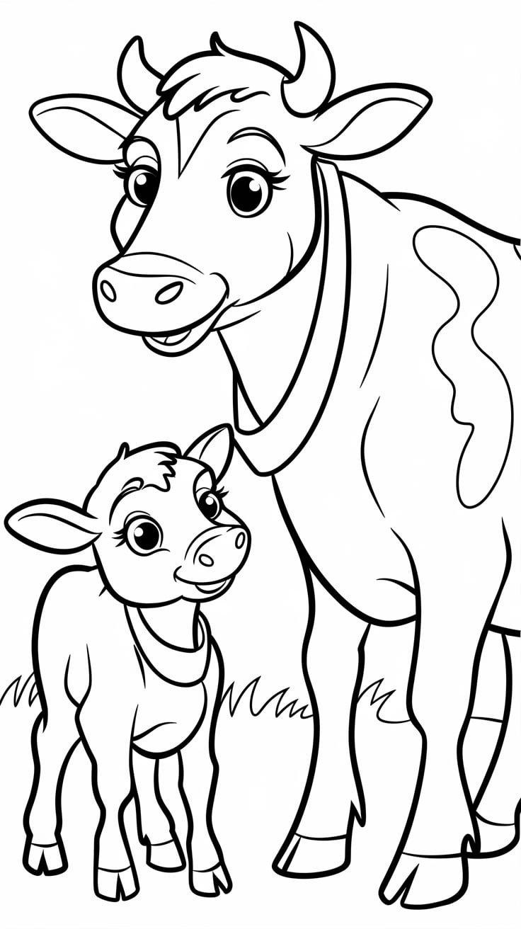 cute highland cow coloring page