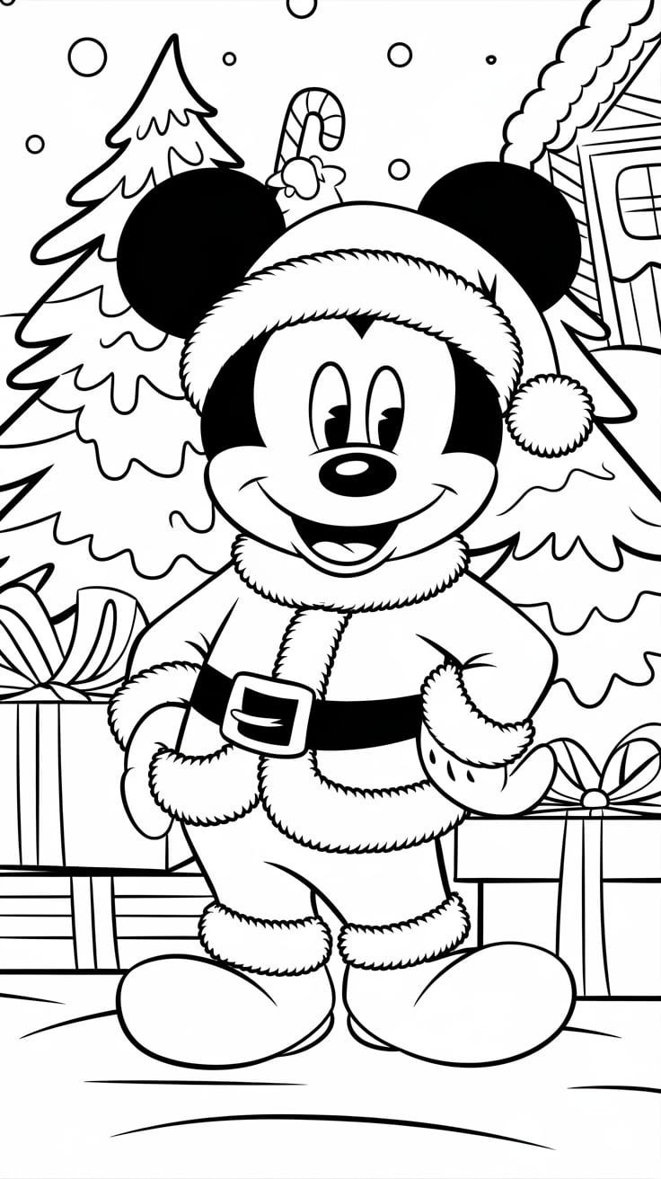 mickey mouse christmas coloring pages