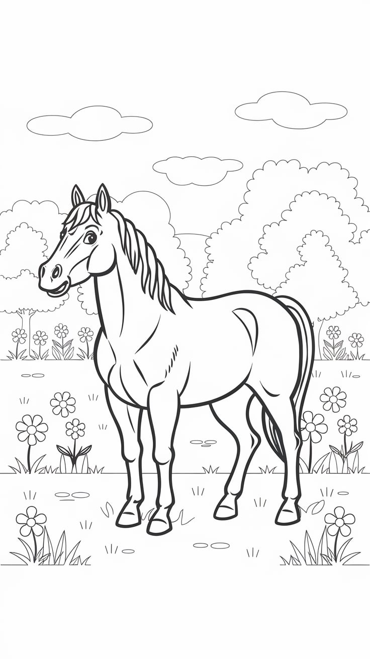 horse pages to color