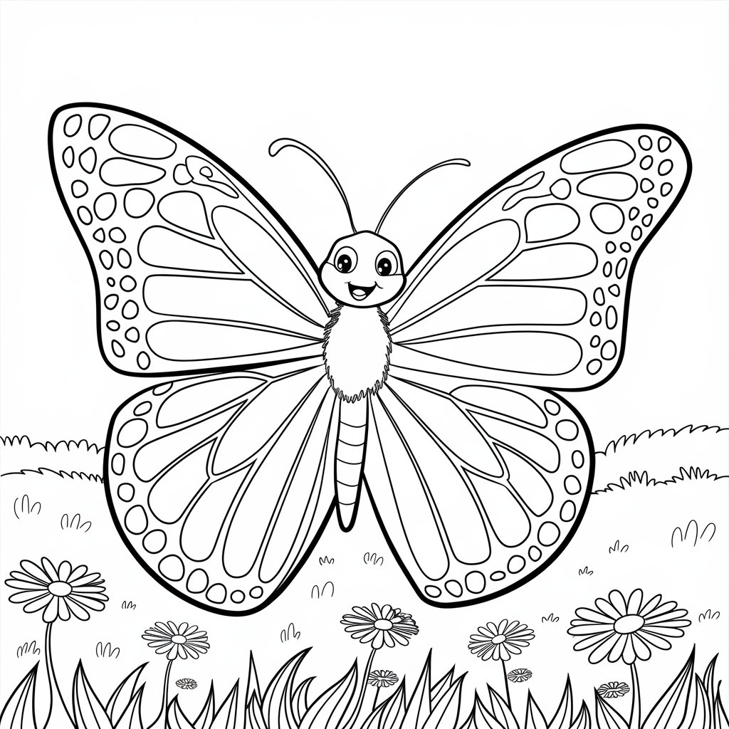 butterfly with flowers coloring pages