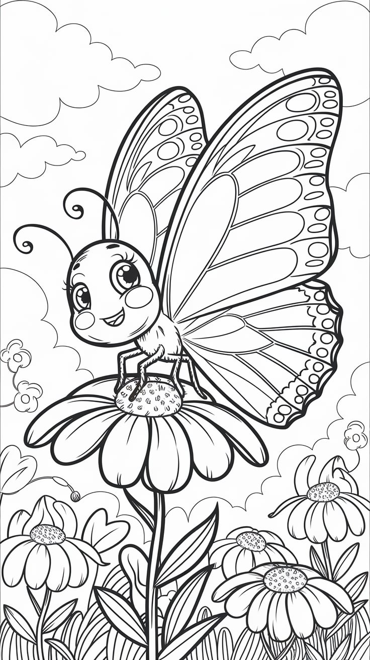 butterfly flower coloring pages