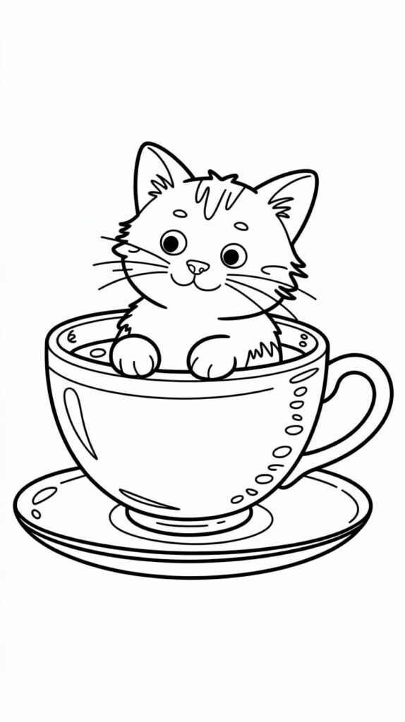 kawaii cat coloring pages