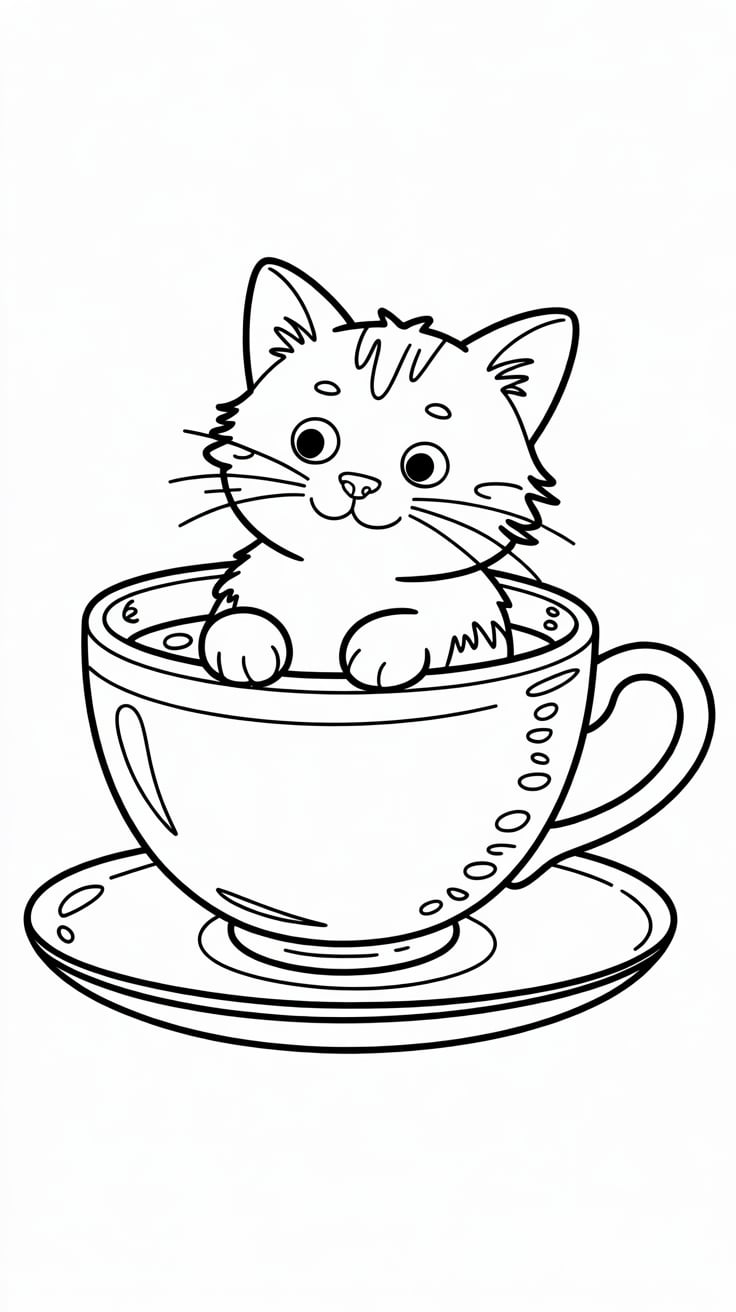 kawaii cat coloring pages
