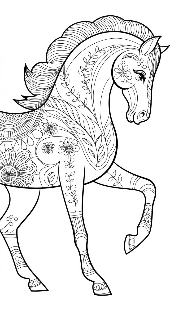horses coloring page