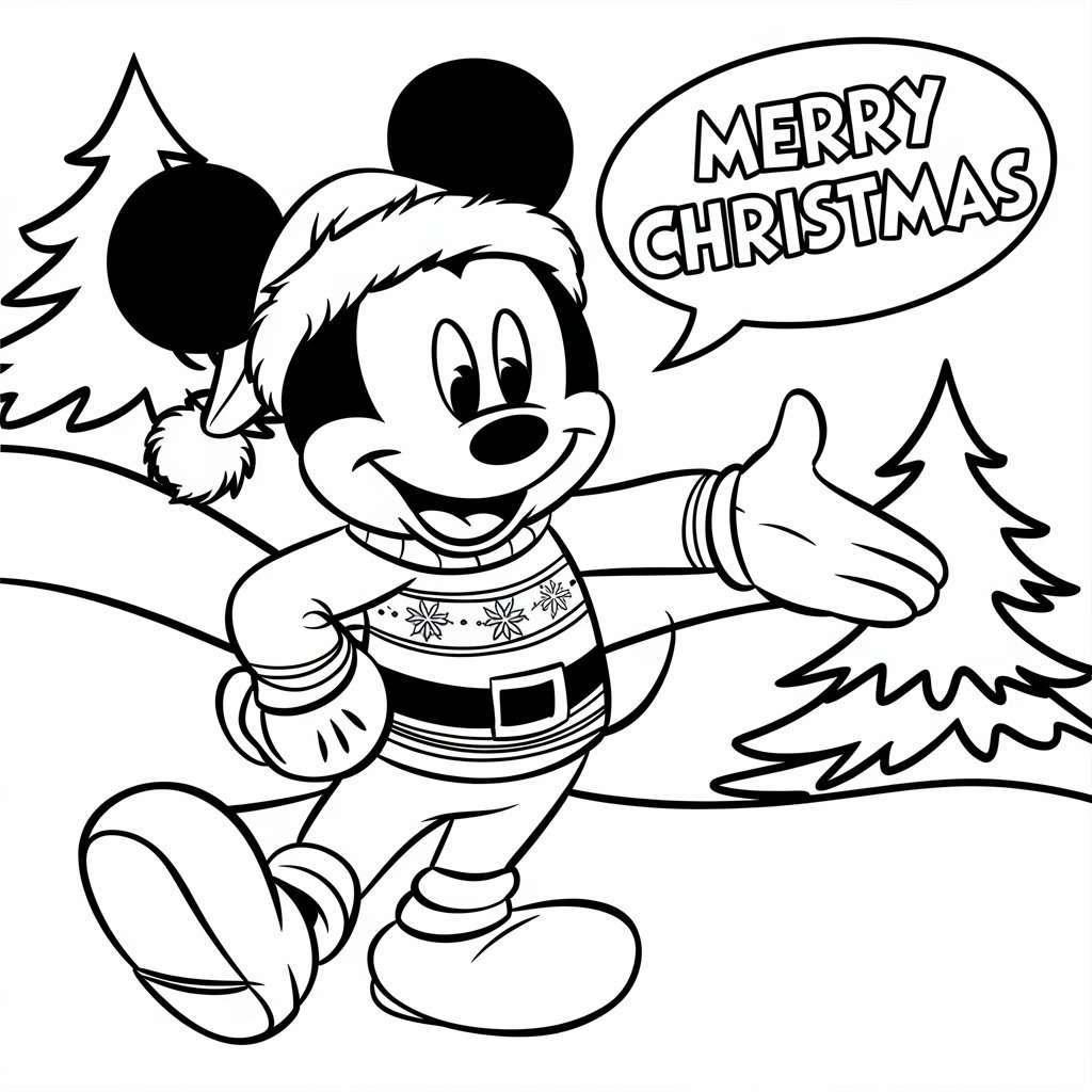 christmas mickey coloring pages