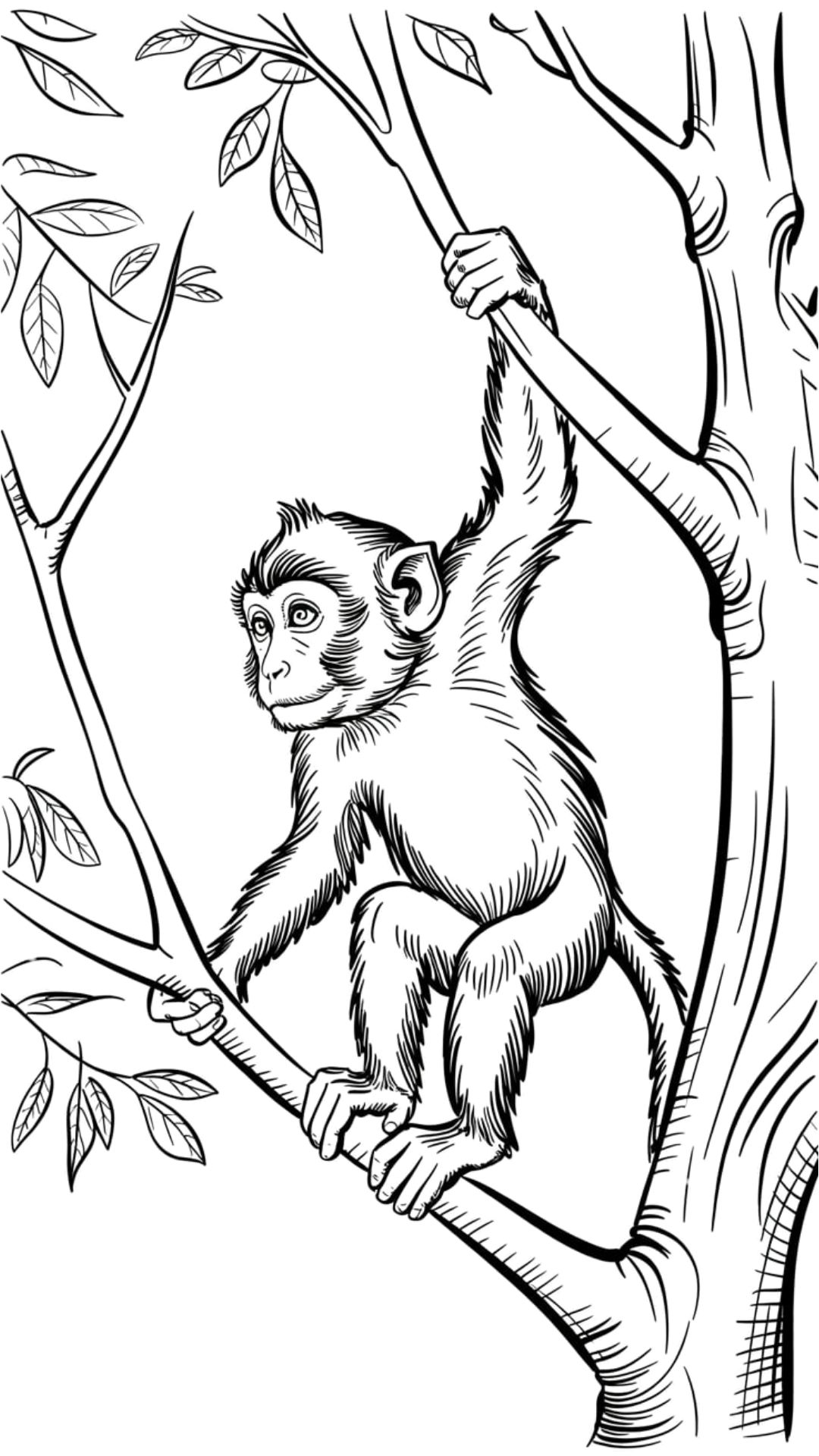 monkeys colouring pages