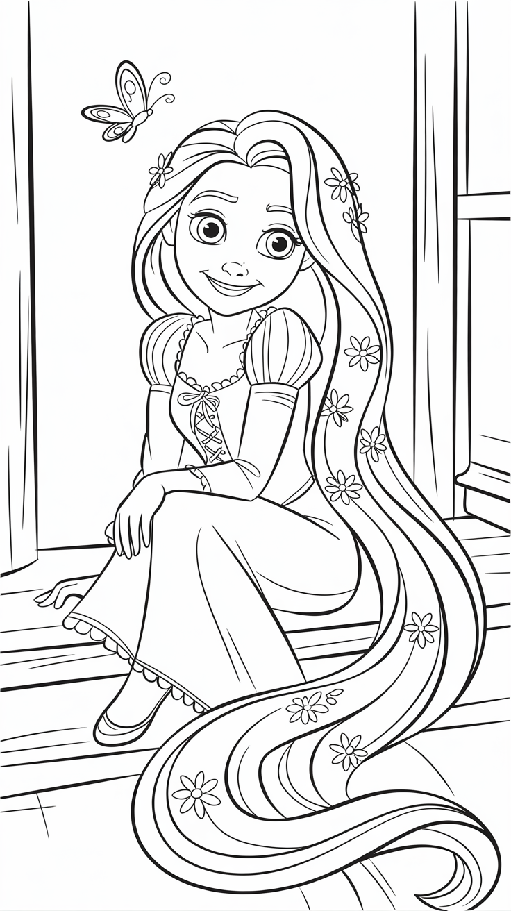 rapunzel free coloring pages