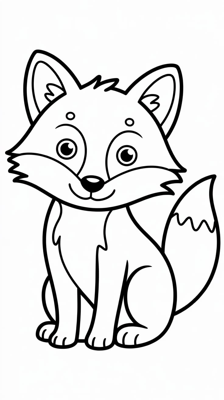 cute fox coloring page