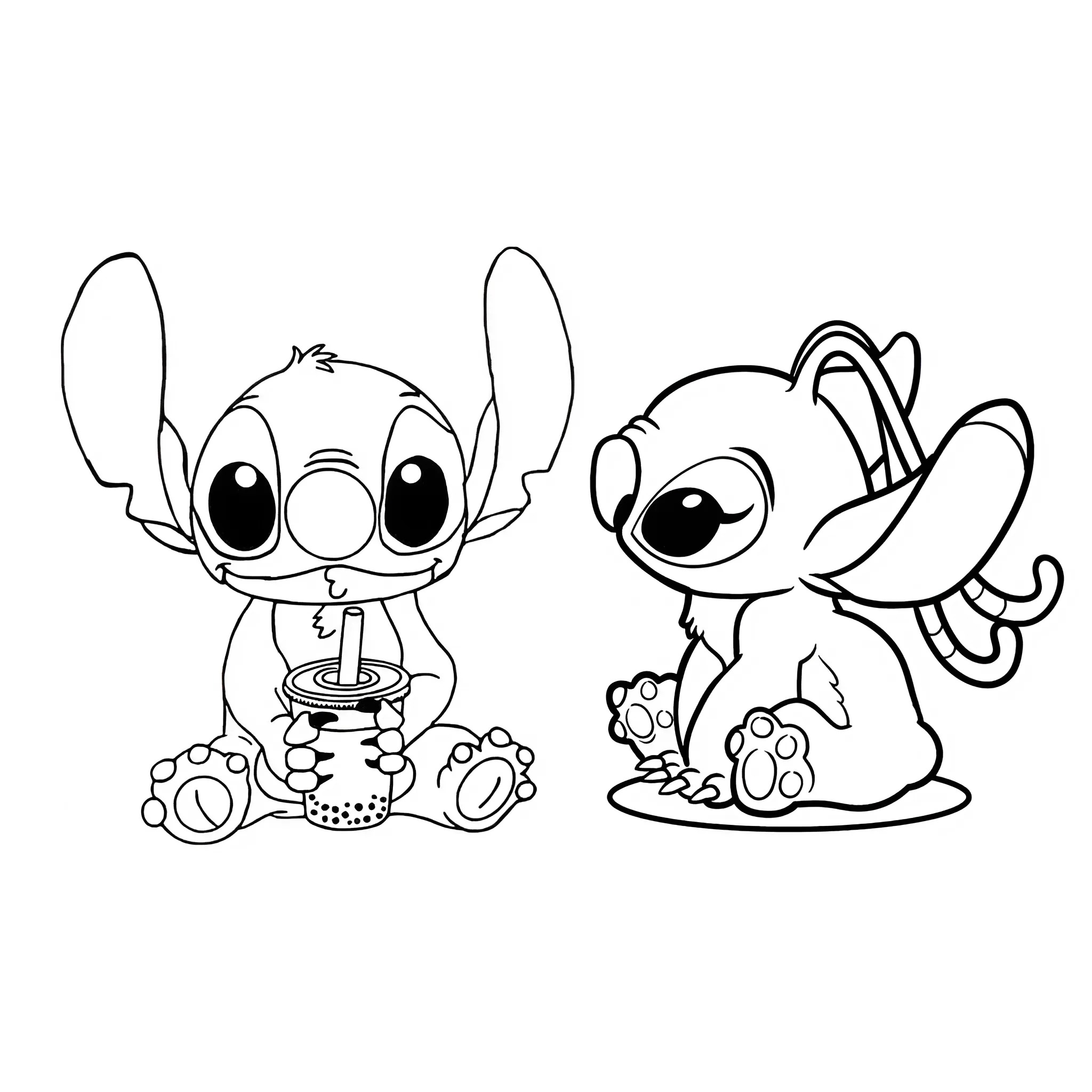 angel and stitch coloring pages