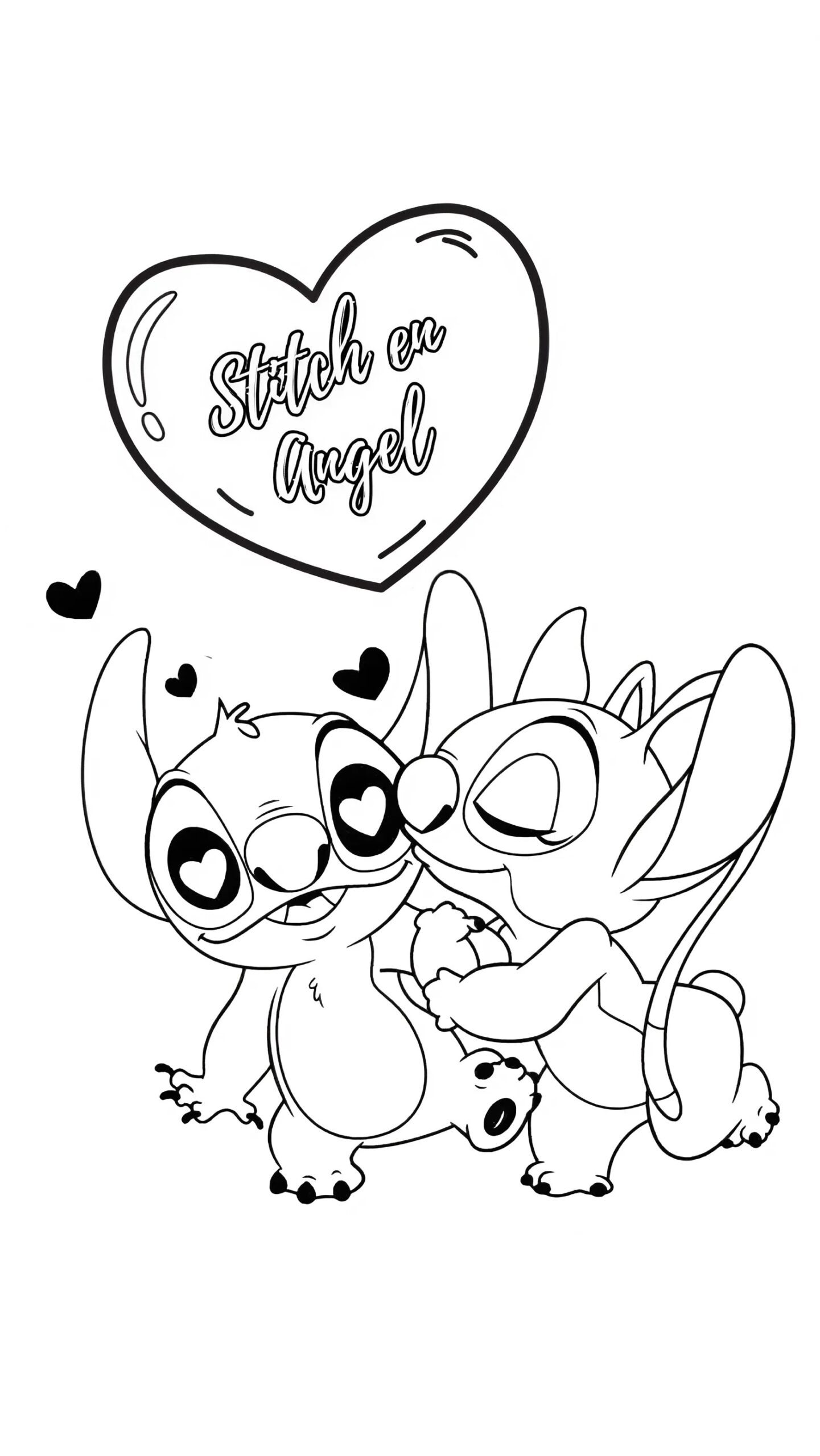 stitch and angel coloring page