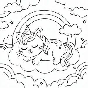 unicorn cat coloring pages