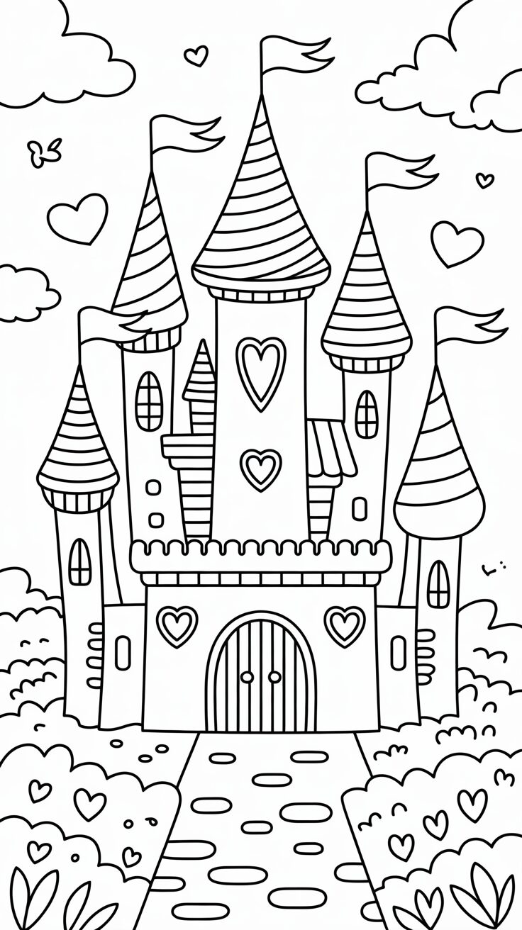 Coloring Page Romantic Castle