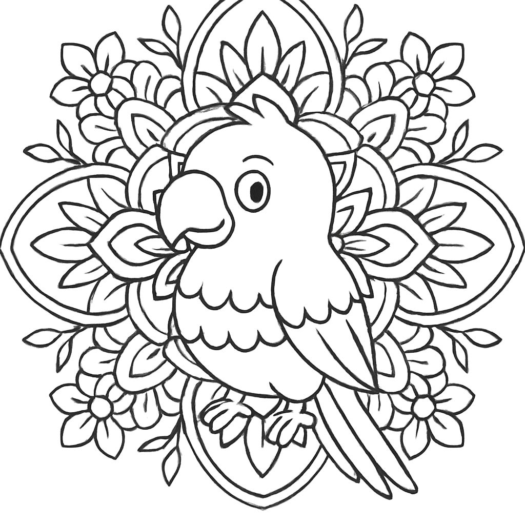 coloring page parrot