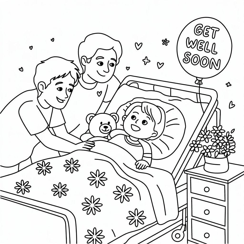 coloring pages get well soon