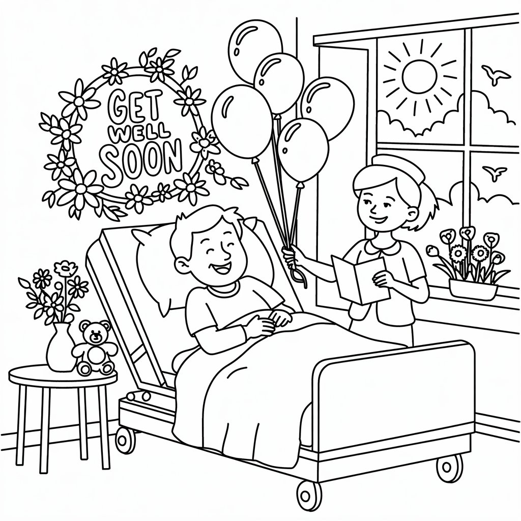 get well soon coloring sheets