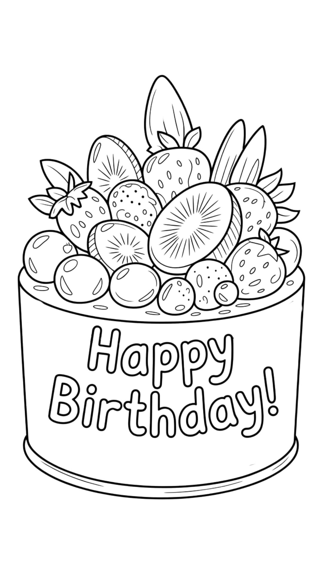 birthday cake template to color