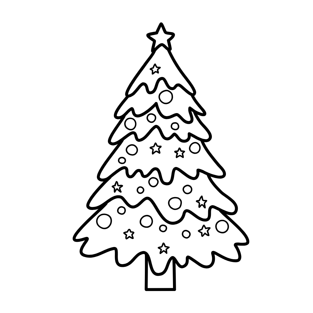 easy christmas tree coloring page
