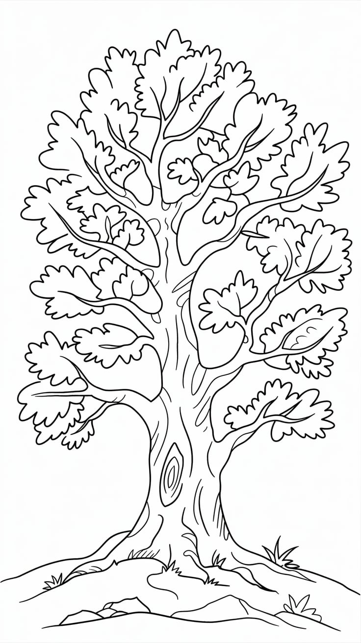 coloring page of a tree