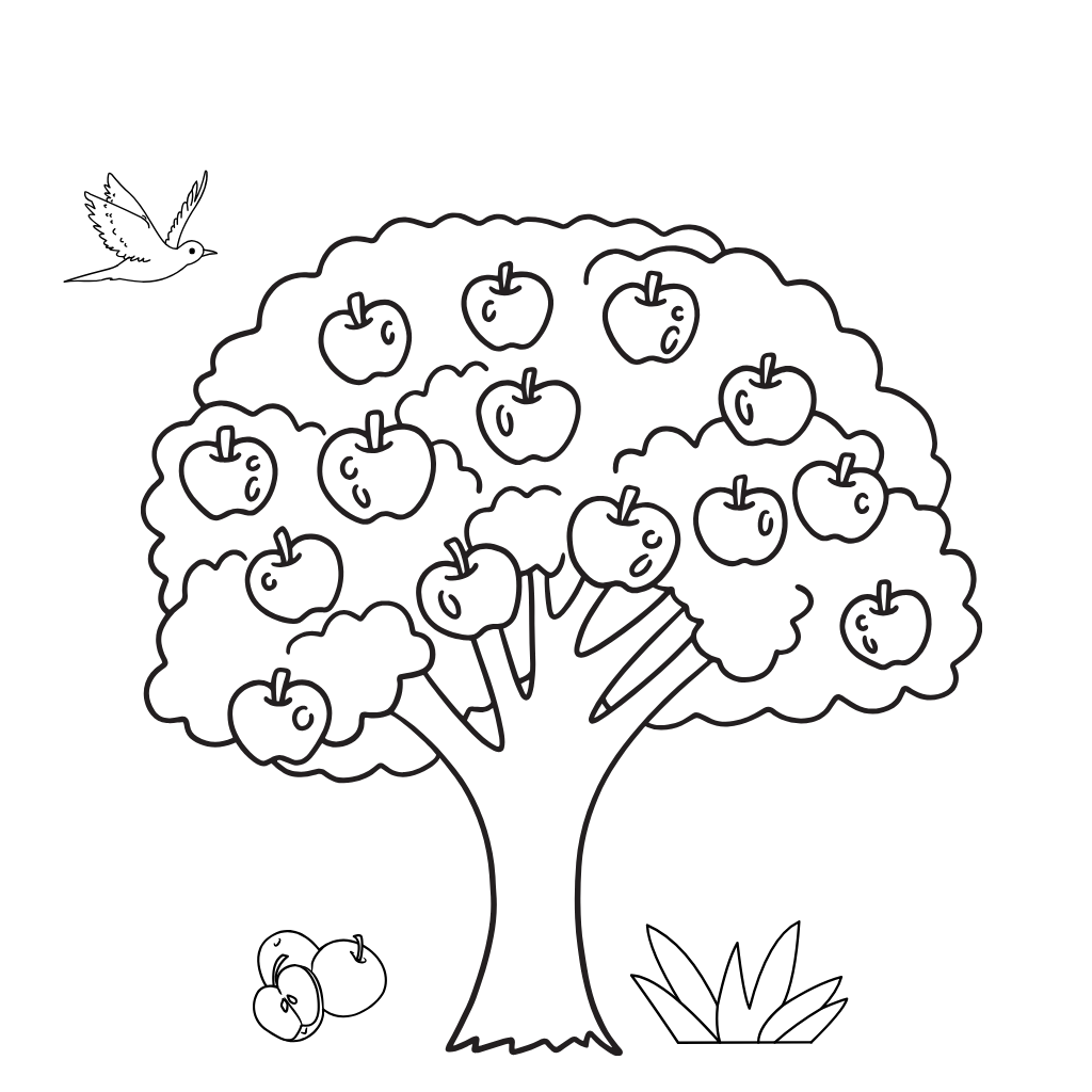 apple tree coloring page