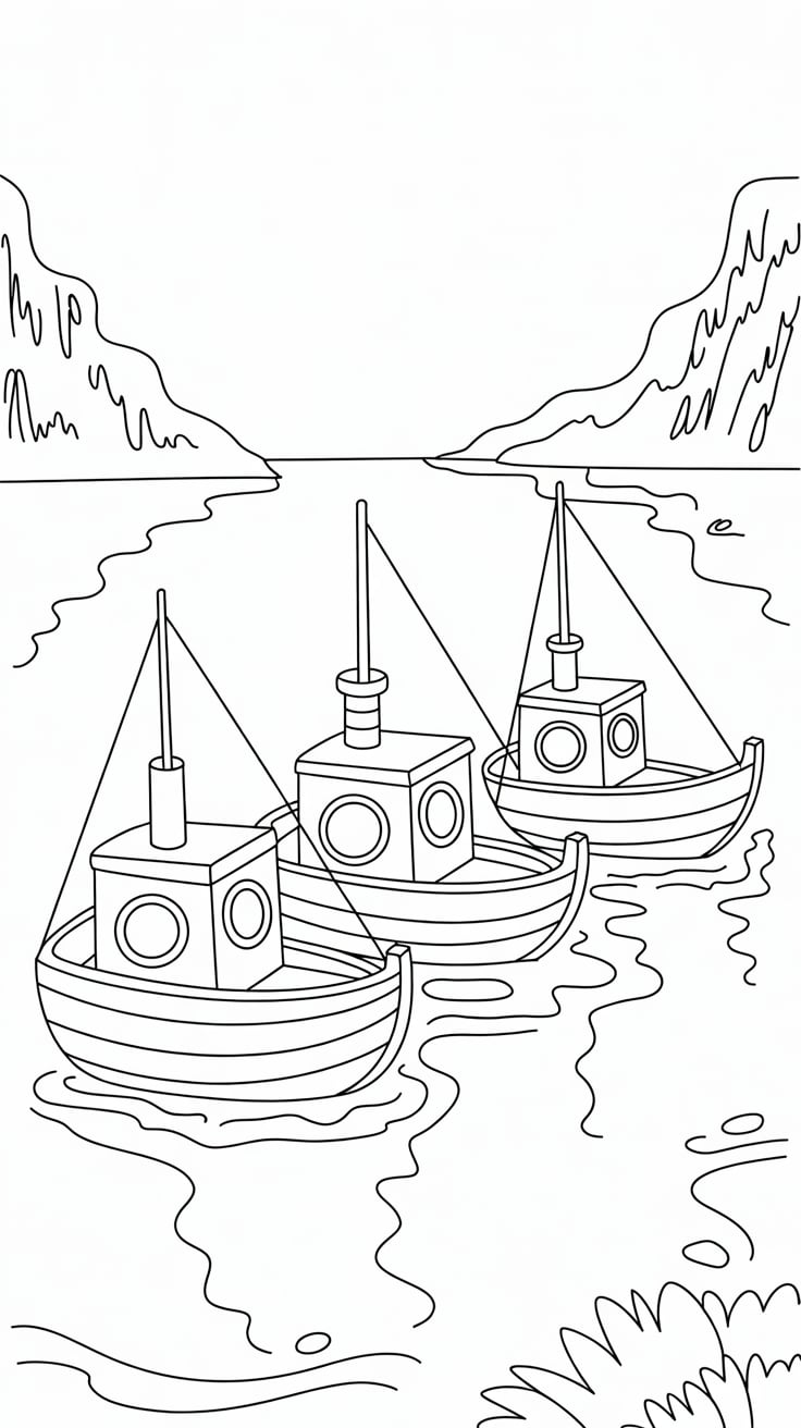 coloring page boat