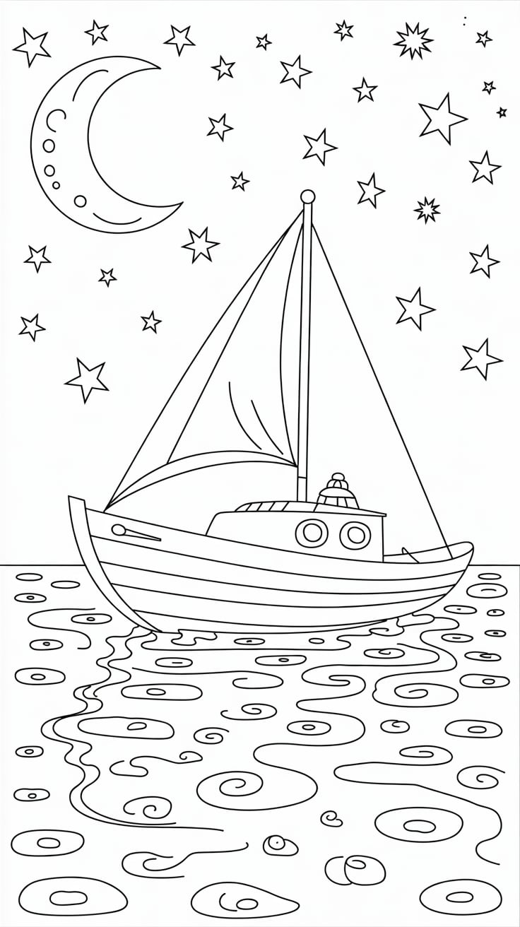 fishing boat coloring page