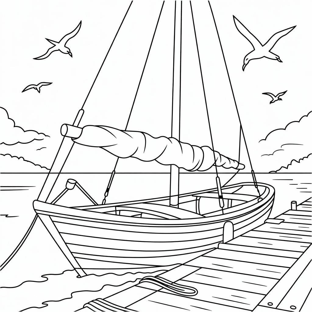 coloring pages fishing boat