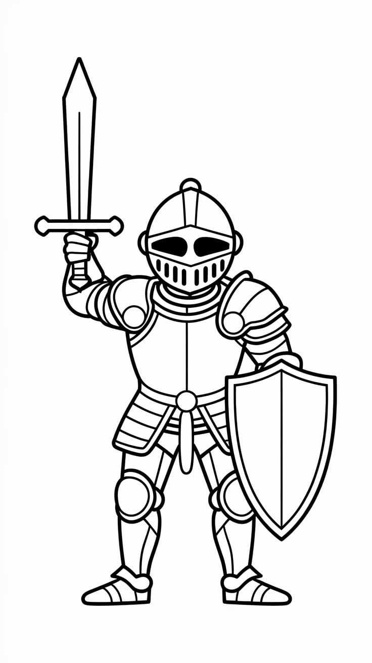 knight coloring pages easy