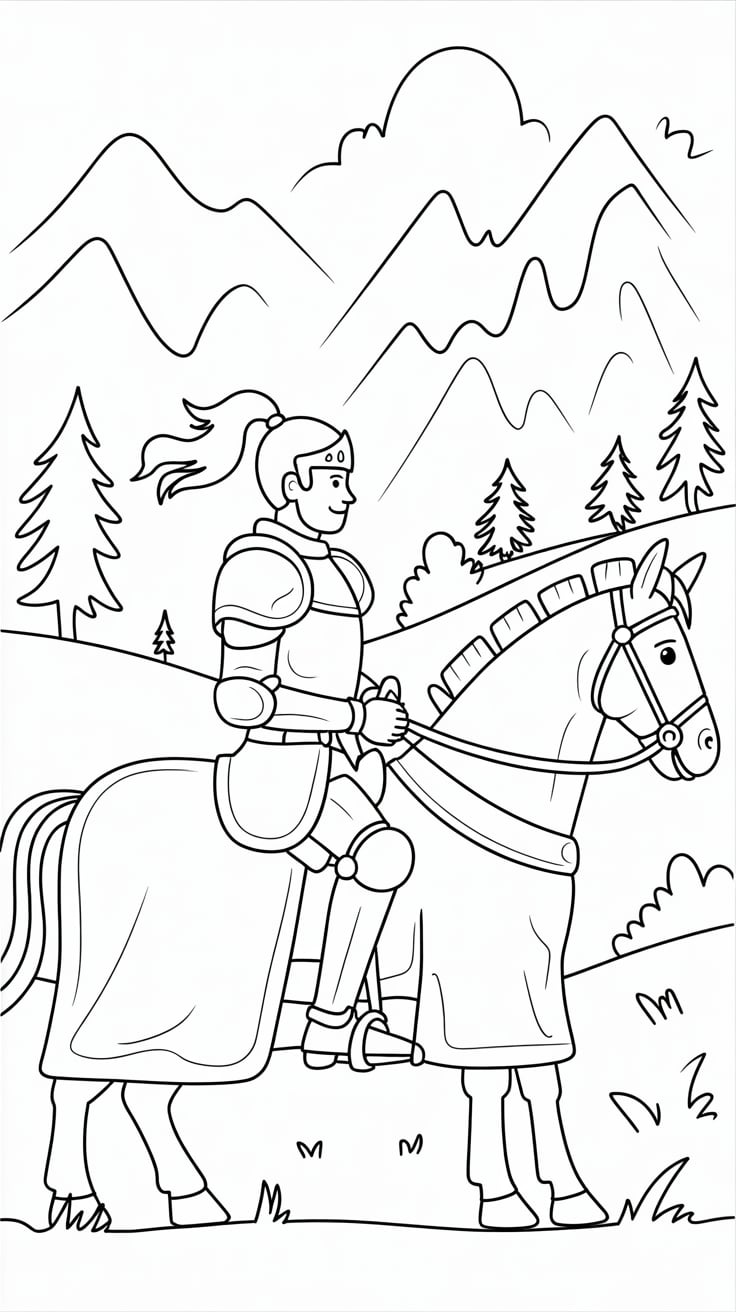 knight coloring page free