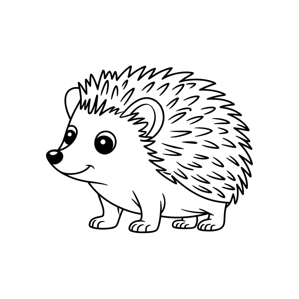 coloring page of a hedgehog