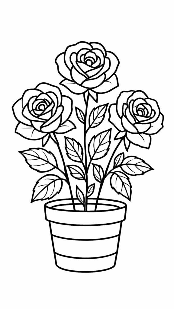 coloring page of a rose