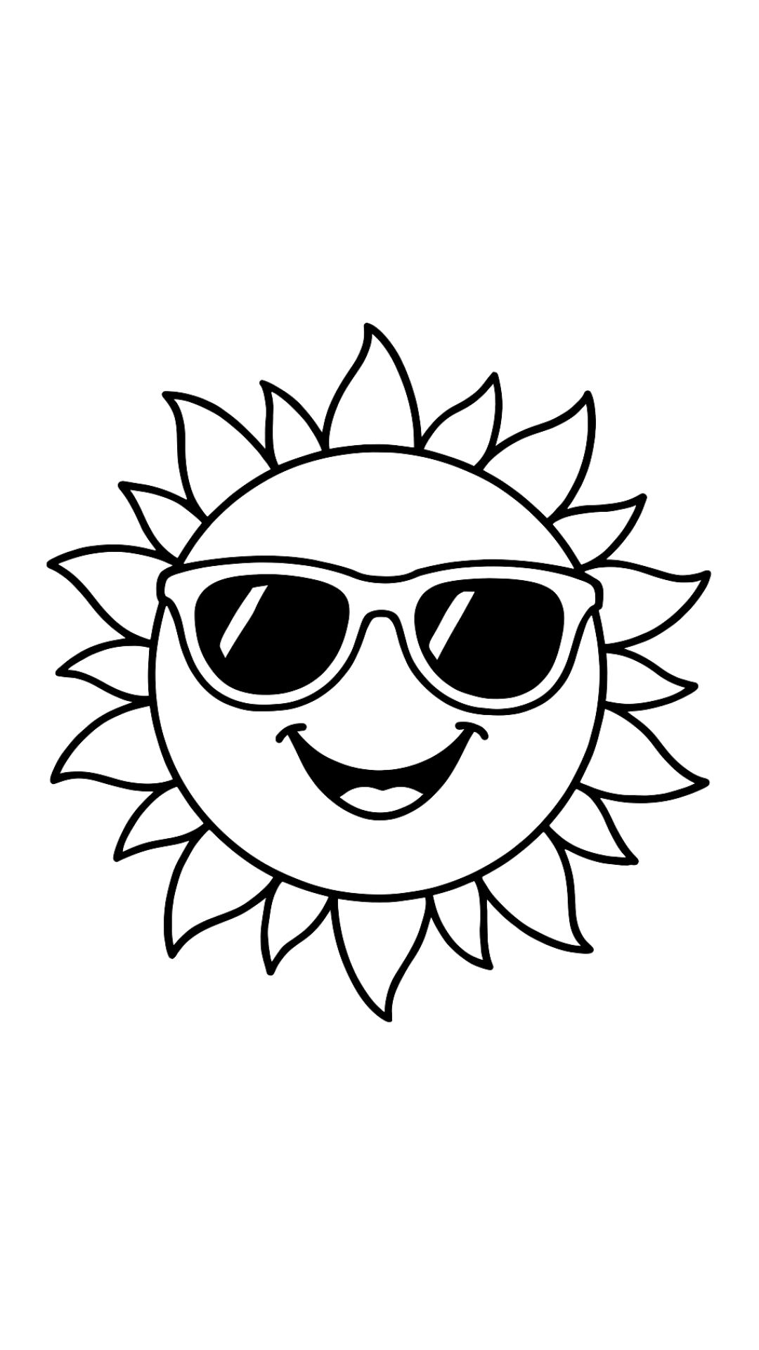 coloring page of a sun