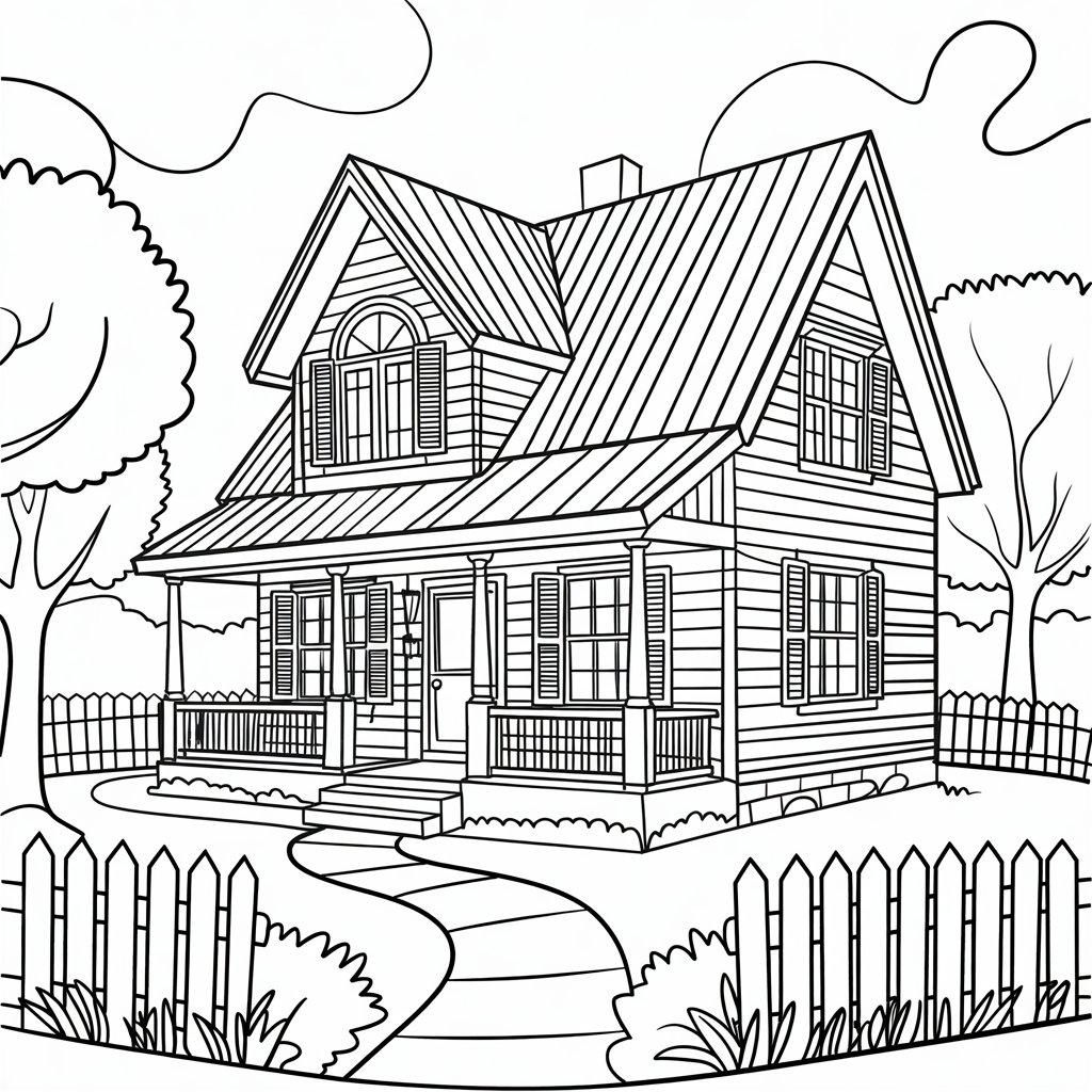 house coloring pages printable