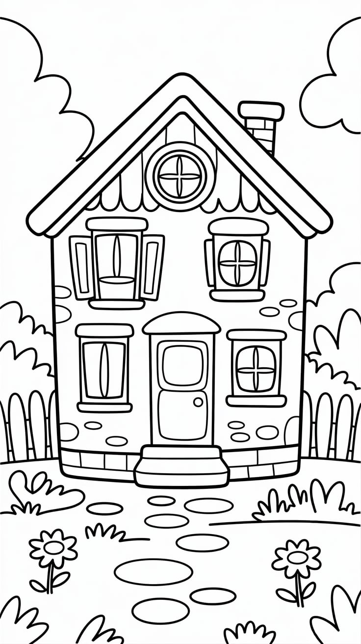 house coloring book pages