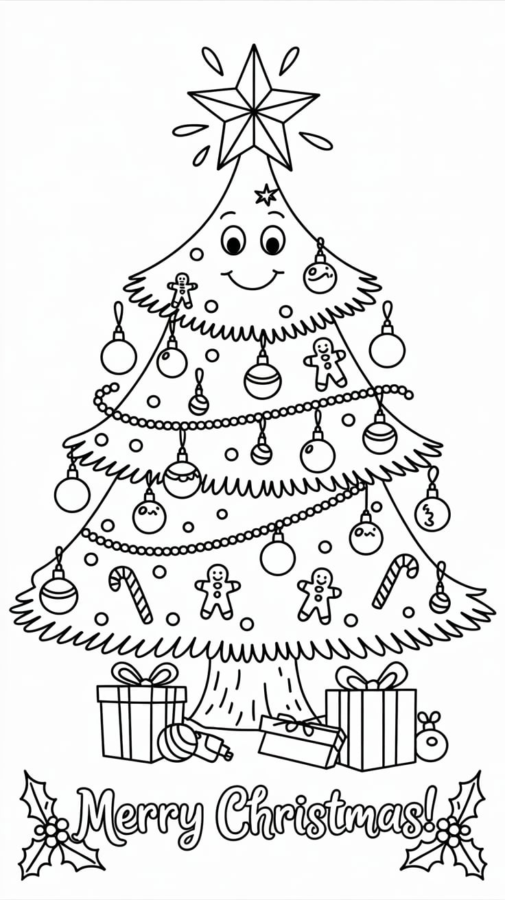 christmas tree color page