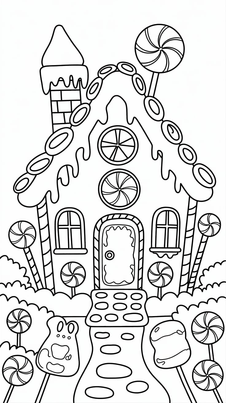 gingerbread house coloring page