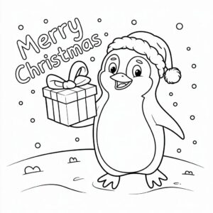 coloring pages of christmas penguins